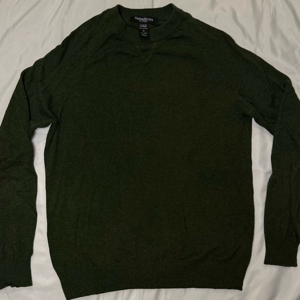 ThreadKnits Men's Dark Green Crewneck Sweater